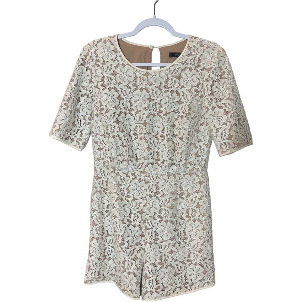 BCBG MaxAzria‎ Cream Ivory Lace Romper Bridal Wedding Bachelorette Honeymoon Sm